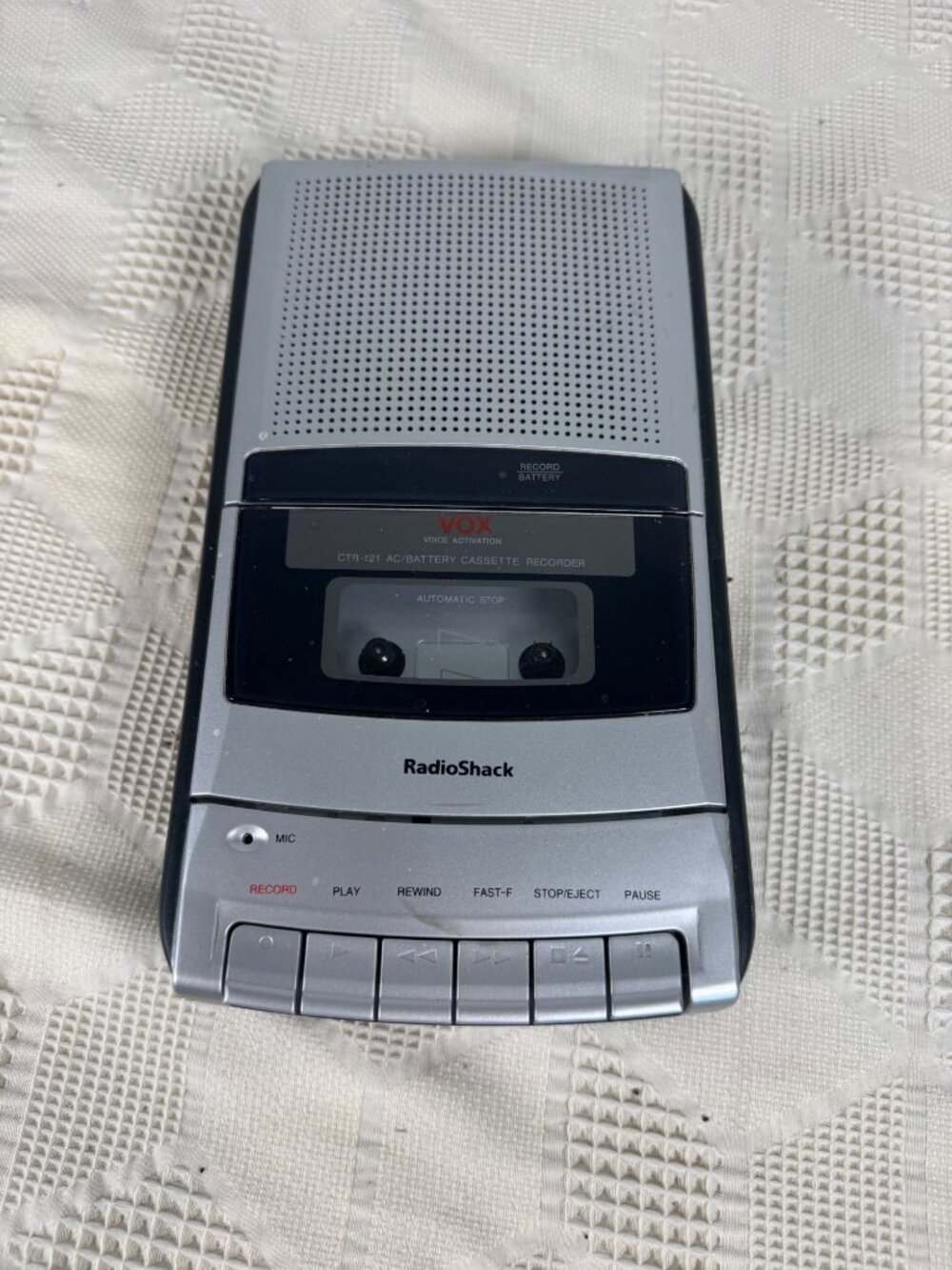 RadioShack CTR-121 Battery Desktop Cassette Recorder With Voice Activation 1980s